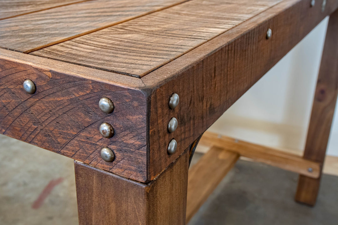 Close up detail of a High Country leaner in Antique Brown macrocarpa