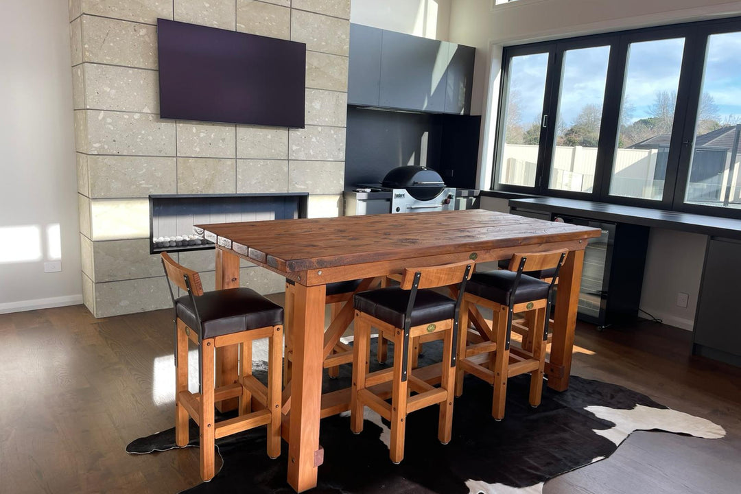 Pioneer teaner table with stools in a dining room