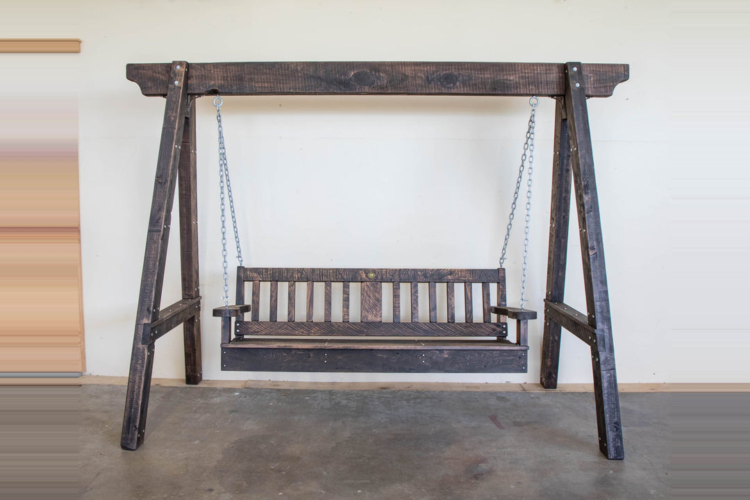 1.8m macrocarpa garden swing seat in Charcoal