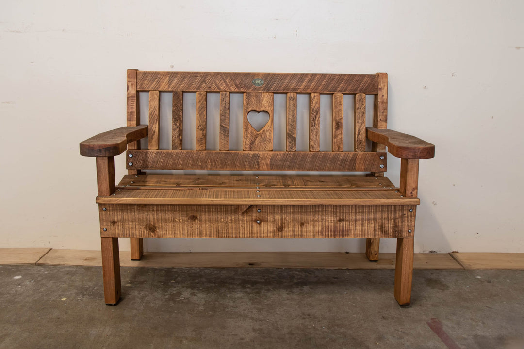 1.2m macrocarpa garden seat in Antique Brown