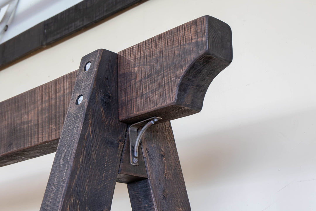 Close-up of the macrocarpa swing seat slats