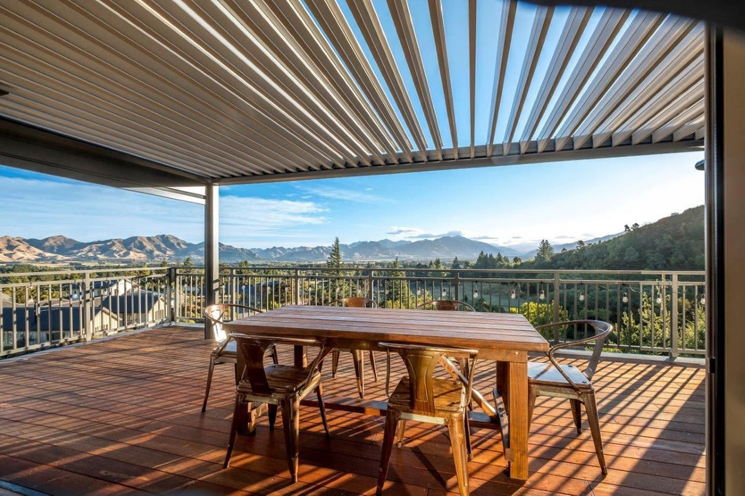 2m Pioneer outdoor table in a garden setting