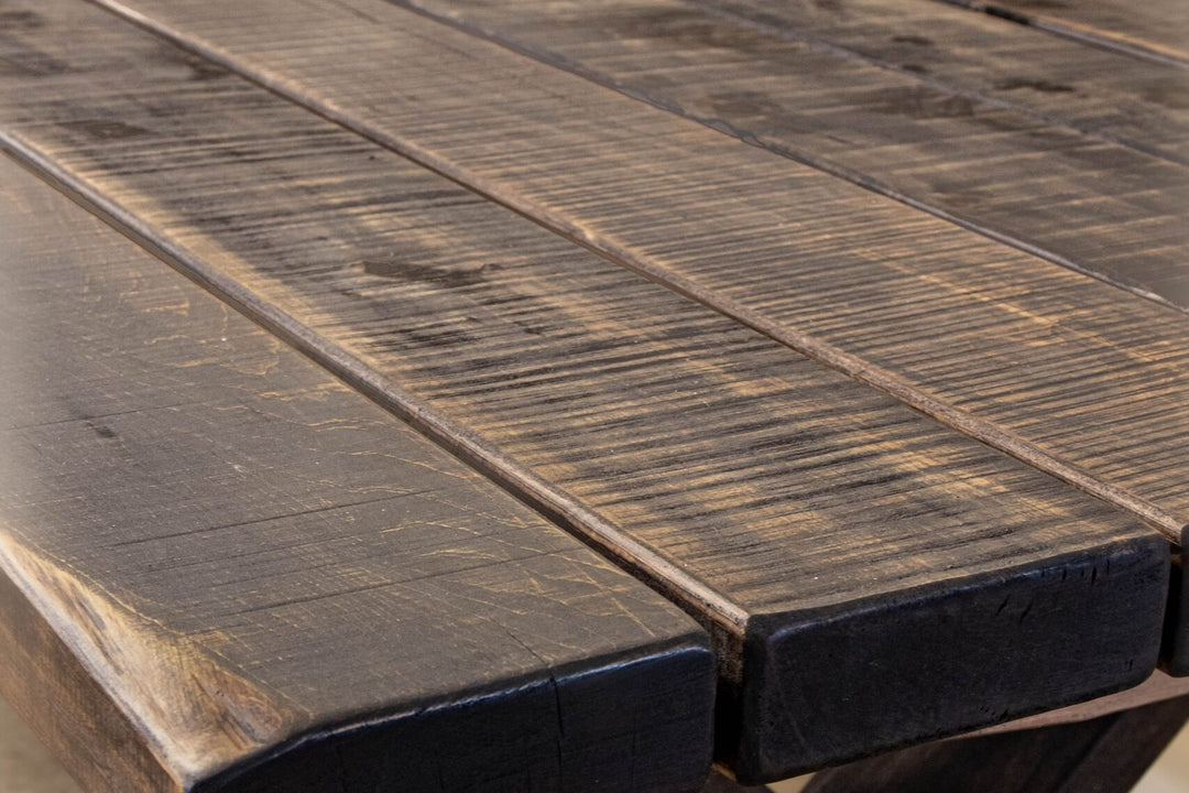 Close-up of the X leg in Charcoal macrocarpa